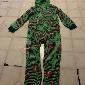 Minecraft Green Striped Kids One Piece Pajama